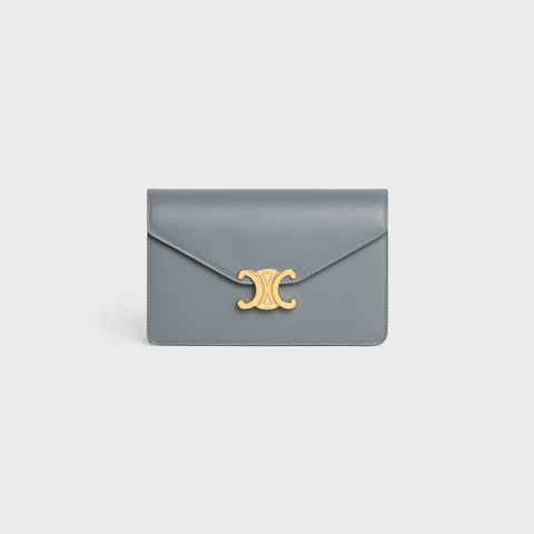 WALLET ON CHAIN MARGO IN SHINY CALFSKIN BLUE GREY - Image 1